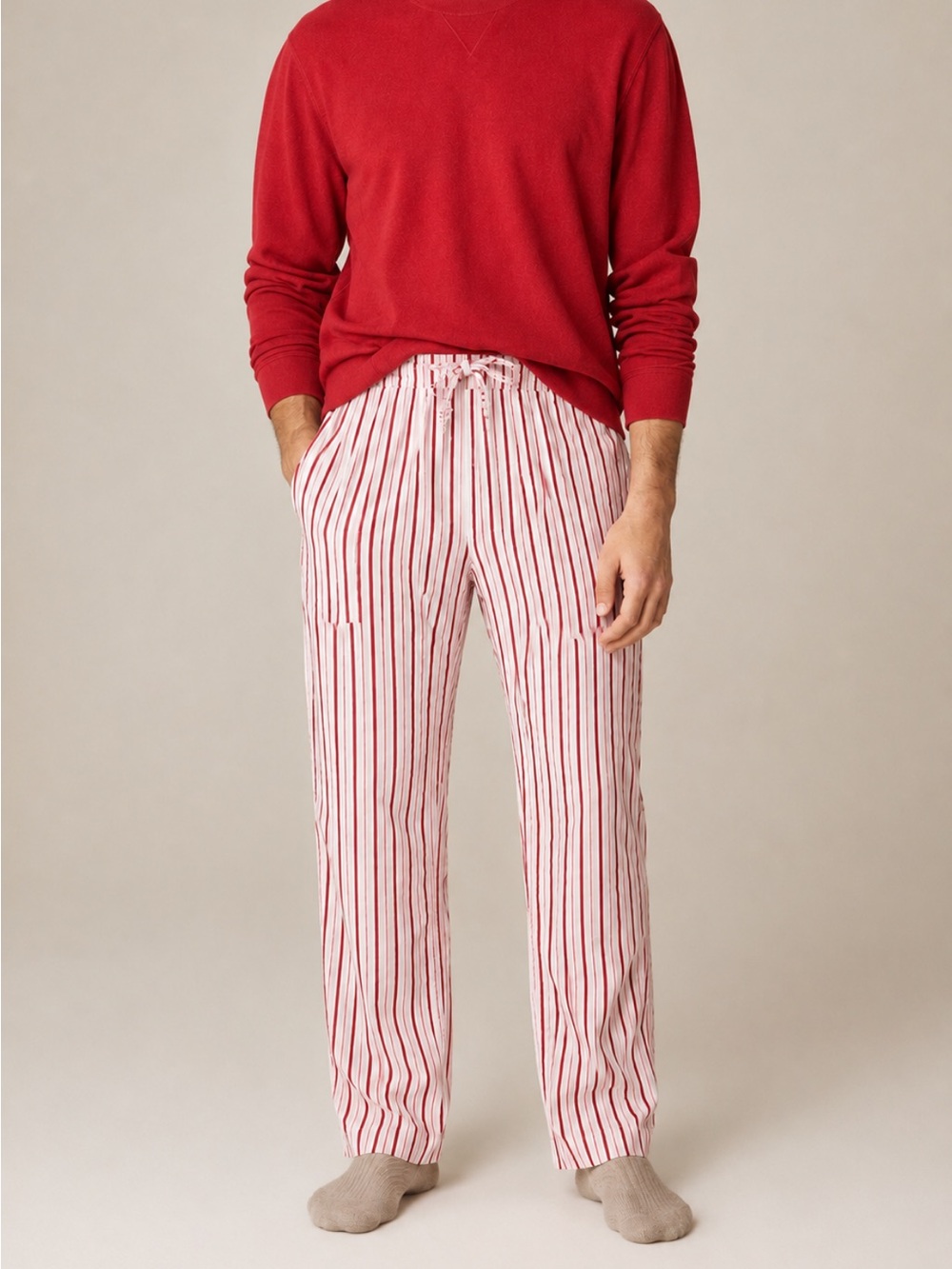 NWOT Men's J. Crew Mid-Rise Straight Bootcut Poplin Pajama Pants Lounge Red XL